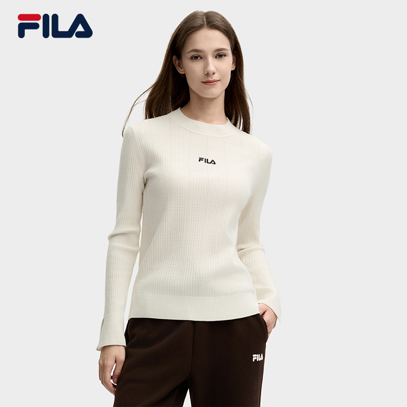Fila/斐乐女子绵羊毛柔软舒适套头保暖毛衣编织衫F11W518405F