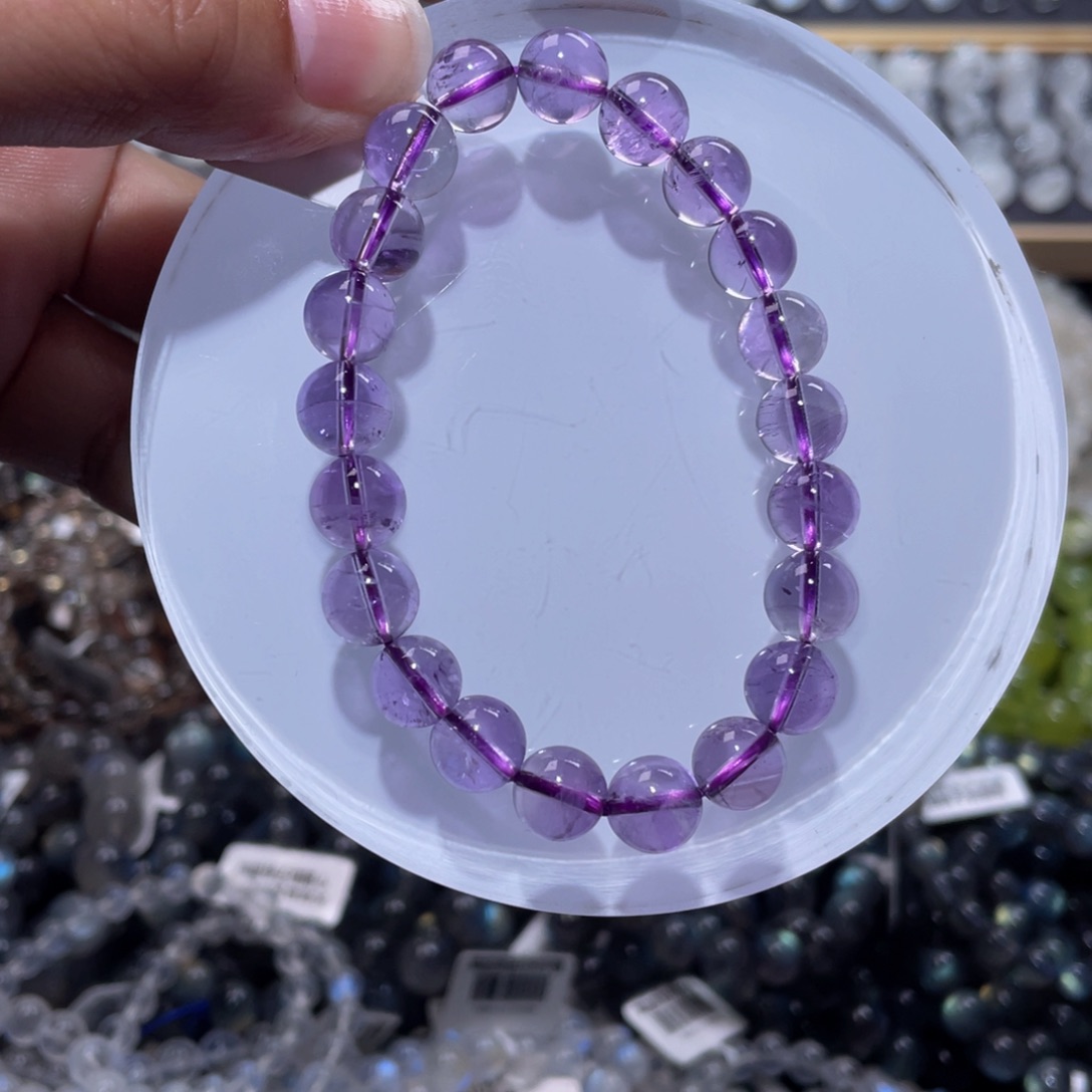 水晶手链未镶嵌玻利维亚紫水晶手链9m