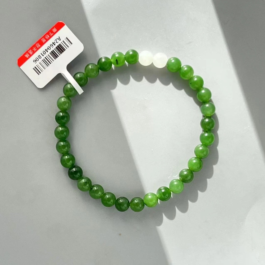 【壹仟福珠宝】天然和田碧玉卡6mm手串