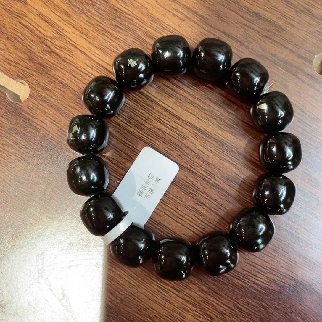 和田玉手串未镶嵌塔青卡16老型