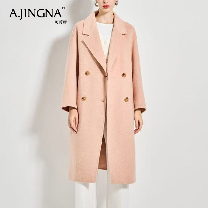 冬季中长款通勤翻领毛呢外套呢大衣清凉感法式F30D211075