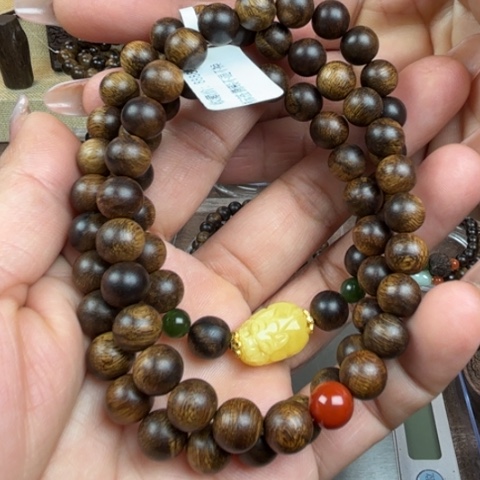 沉香手串黄棋窑藏瘤疤