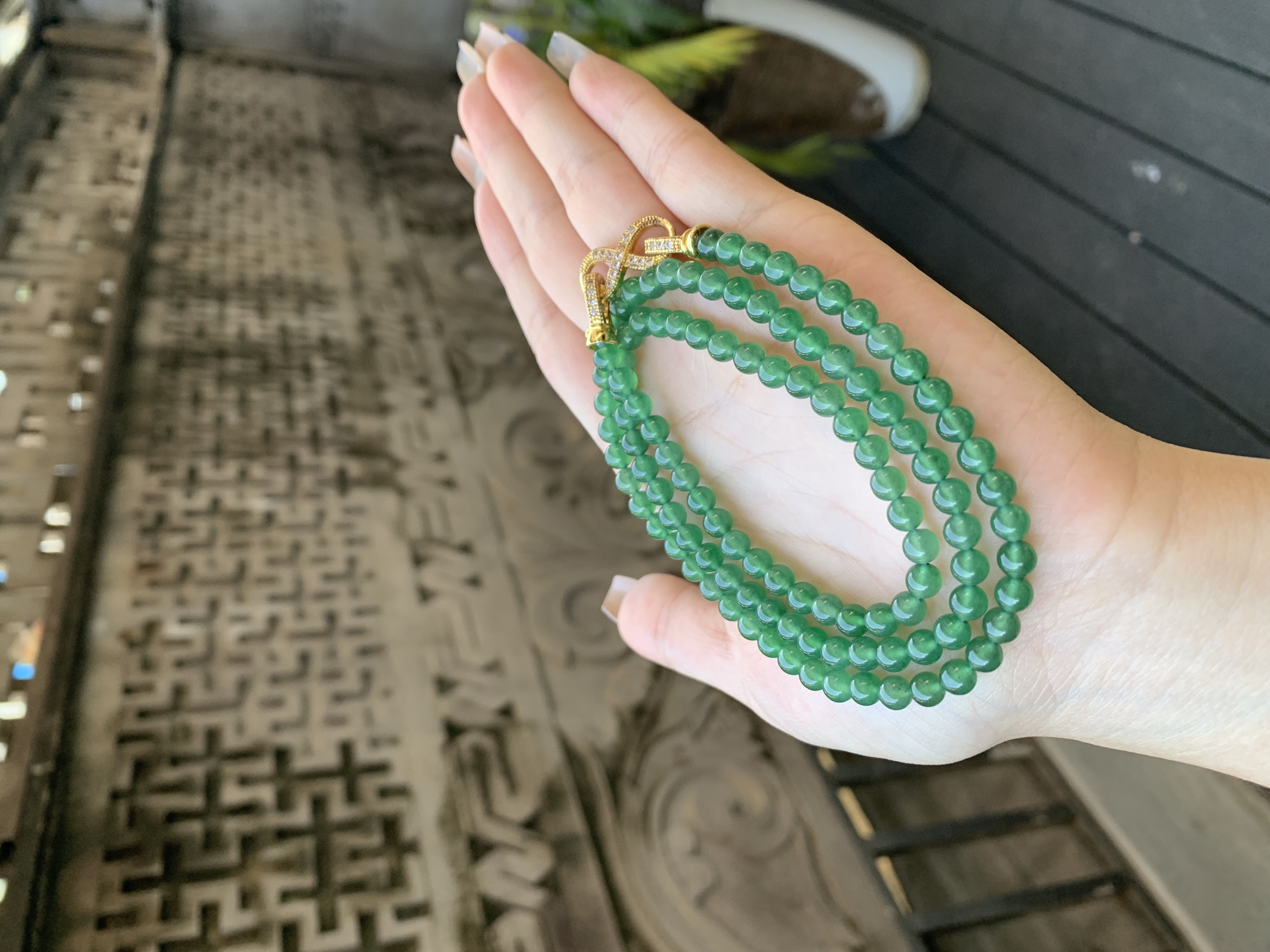 缅甸纯天然翡翠A货老坑种高冰油绿项链精美百搭卡5.1mm