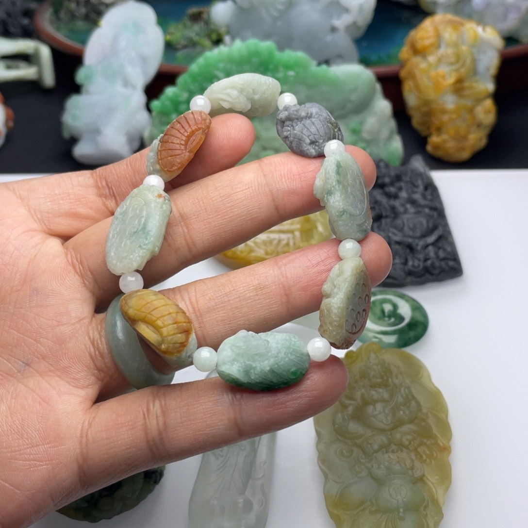 定制翡翠未镶嵌八龙八破