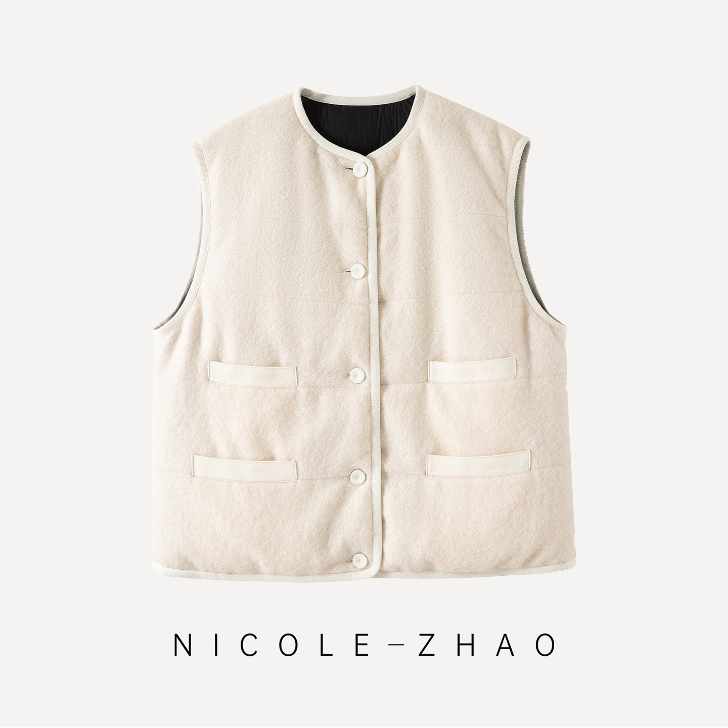 4NWJ014【贵姐NICOLE】设计师款进口高级定制双面穿鹅绒马甲