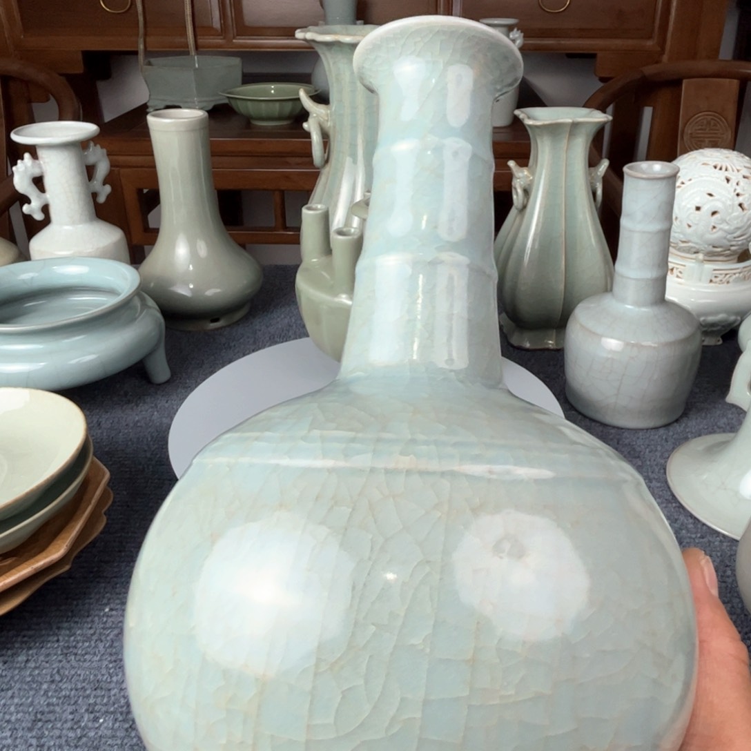 瓷片陶瓷开片纹穿带瓶