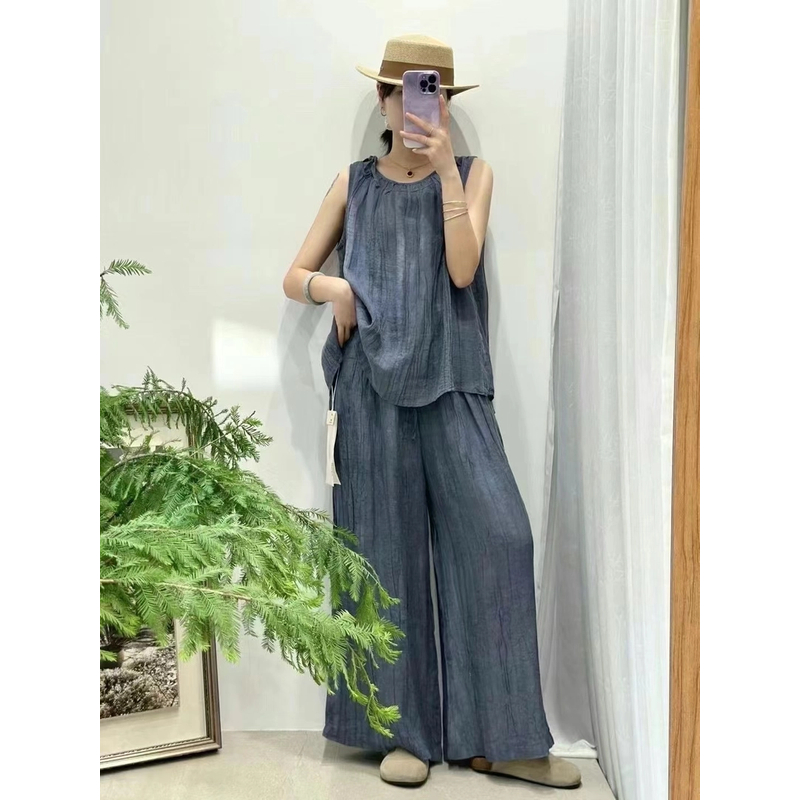 原宿风背心套装春季国风精工刺绣休闲