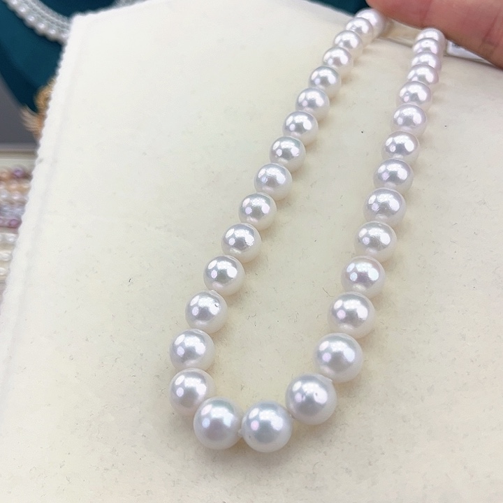 淡水珍珠颈饰银S925镶嵌卡10冷白高品