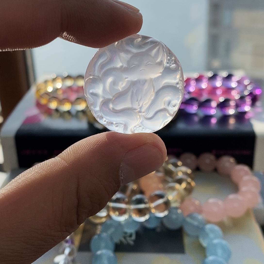 水晶未镶嵌手链粉水晶傲娇狐牌