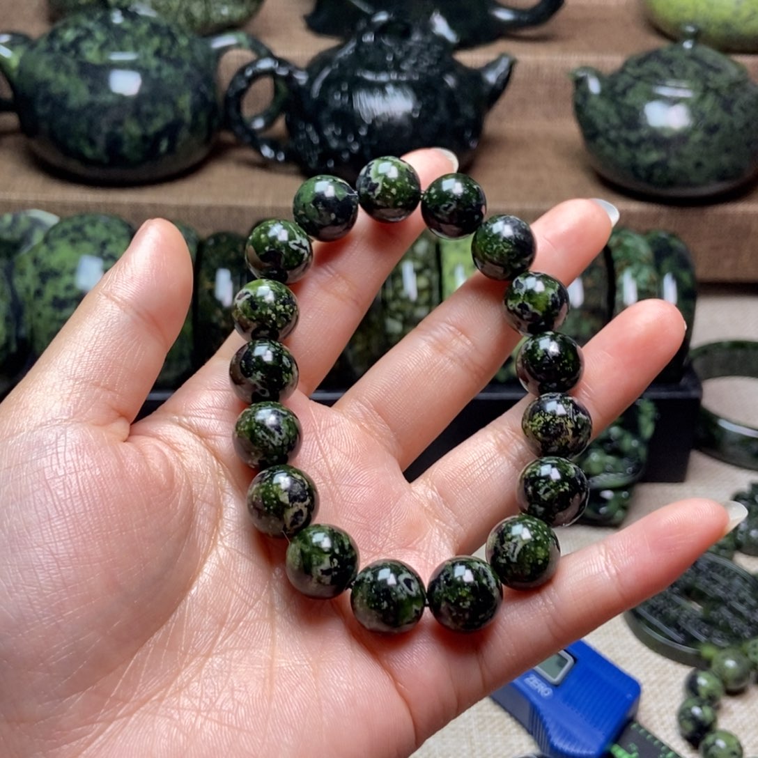 雷***6蛇纹石玉未镶嵌药王石手串