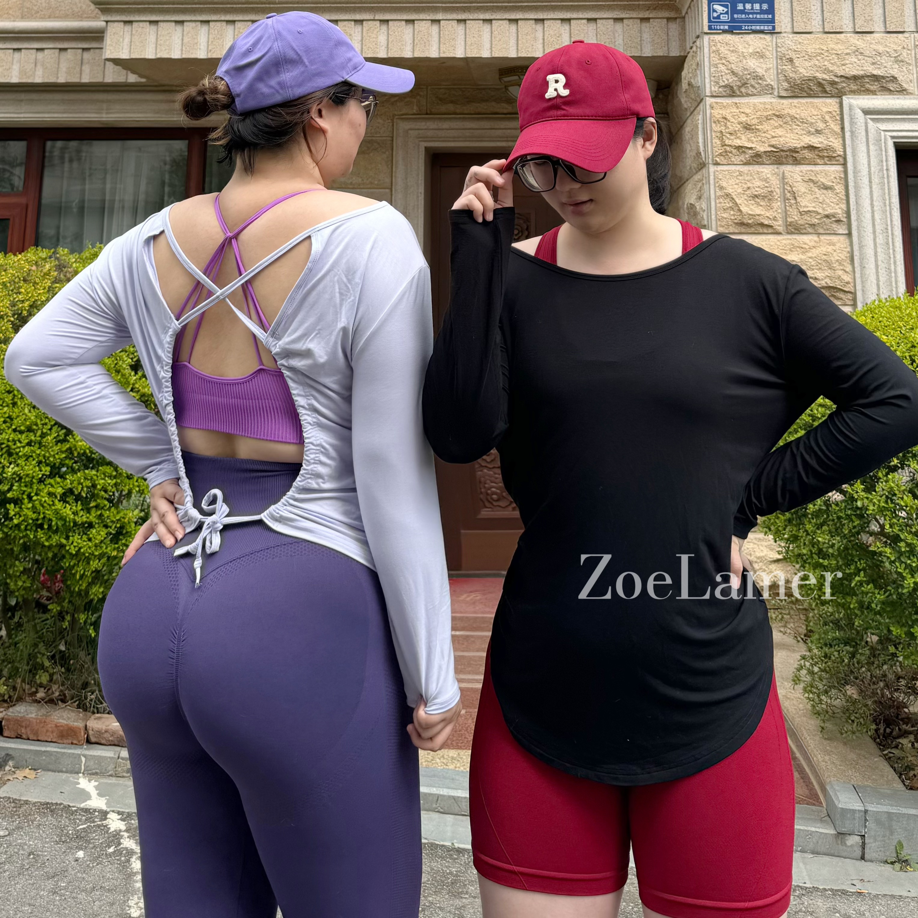ZoeLamer微胖健身性感绑带抽绳运动露背罩衫遮裆女瑜伽健身上衣