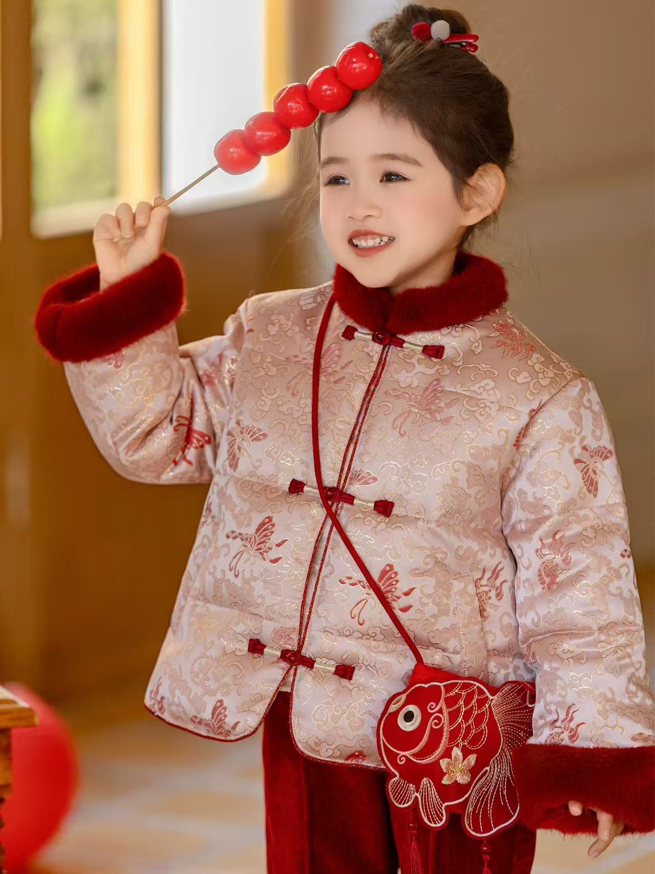 【M6】波妞红色年服(不带包)童装