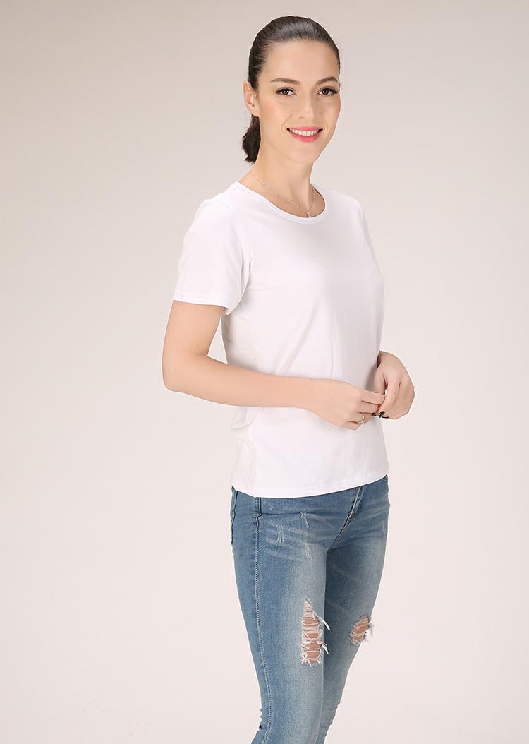 情侣款男女棉短袖T恤白色短款夏季修身纯色圆领8045