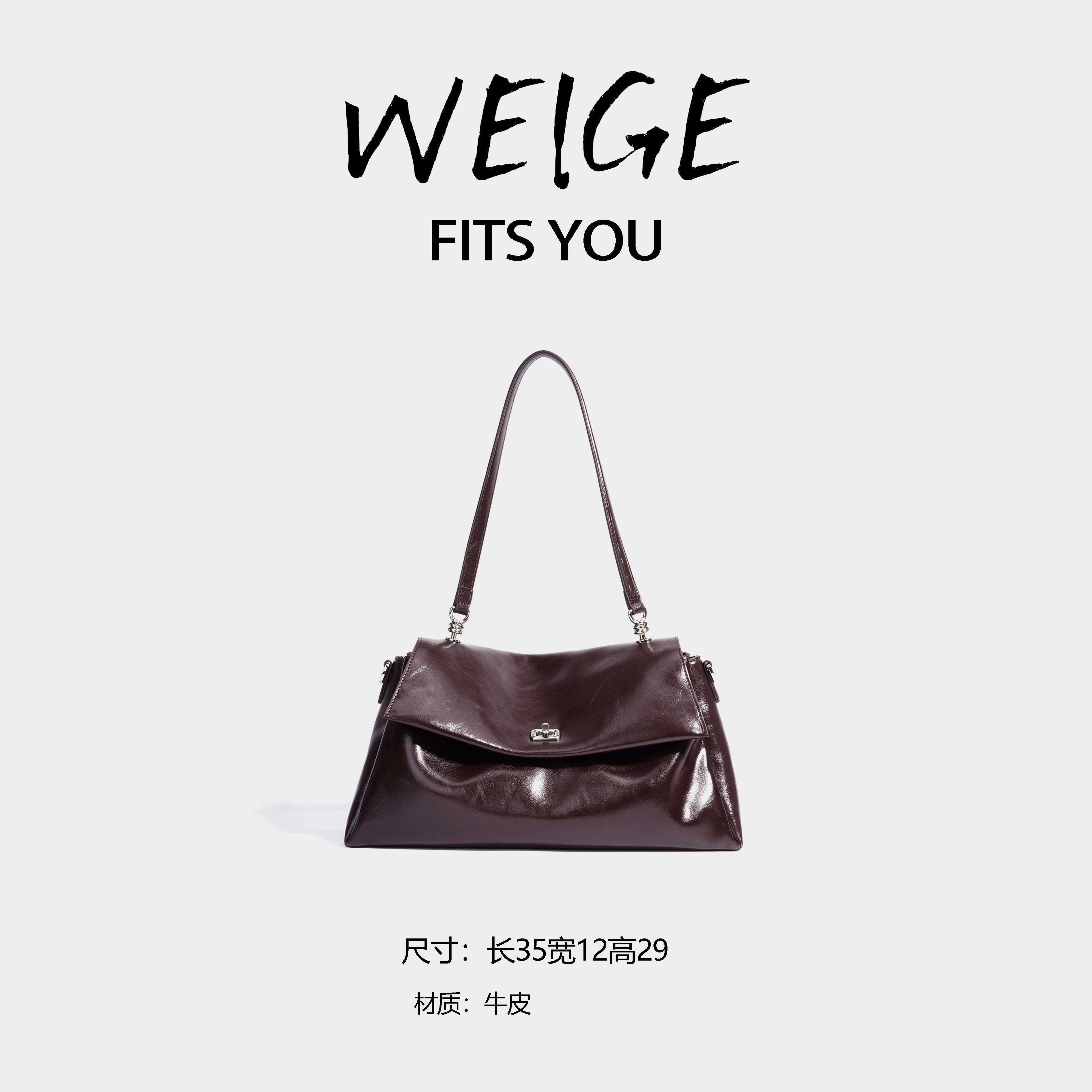 WEIGE 新款简约潮流女士轻奢单肩包FD3053-黑加伦紫