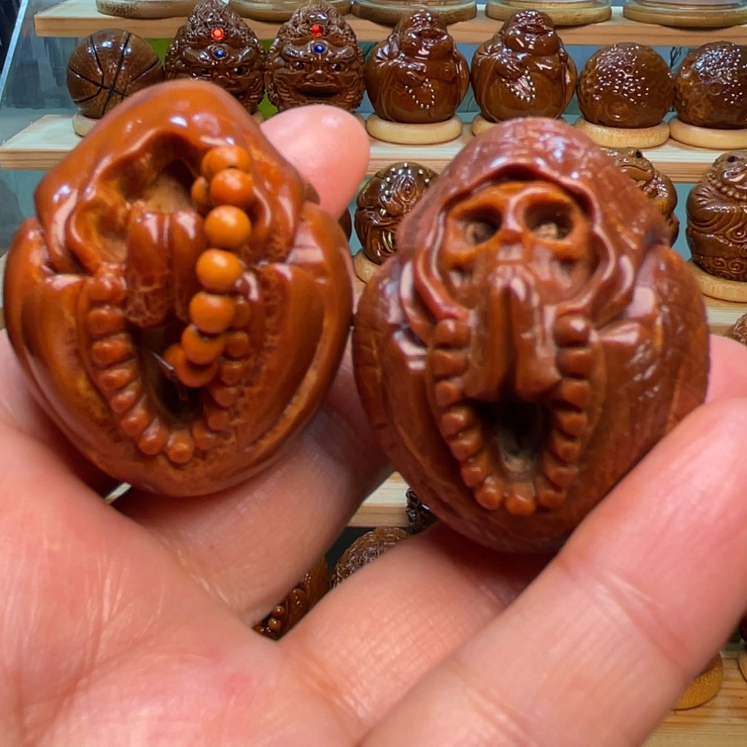 橄榄核手串/手链镂空无相佛一对