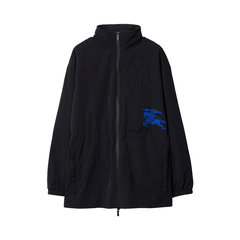 BURBERRY 博柏利马术骑士贴花抽绳腰部休闲连帽夹克外套黑8087234