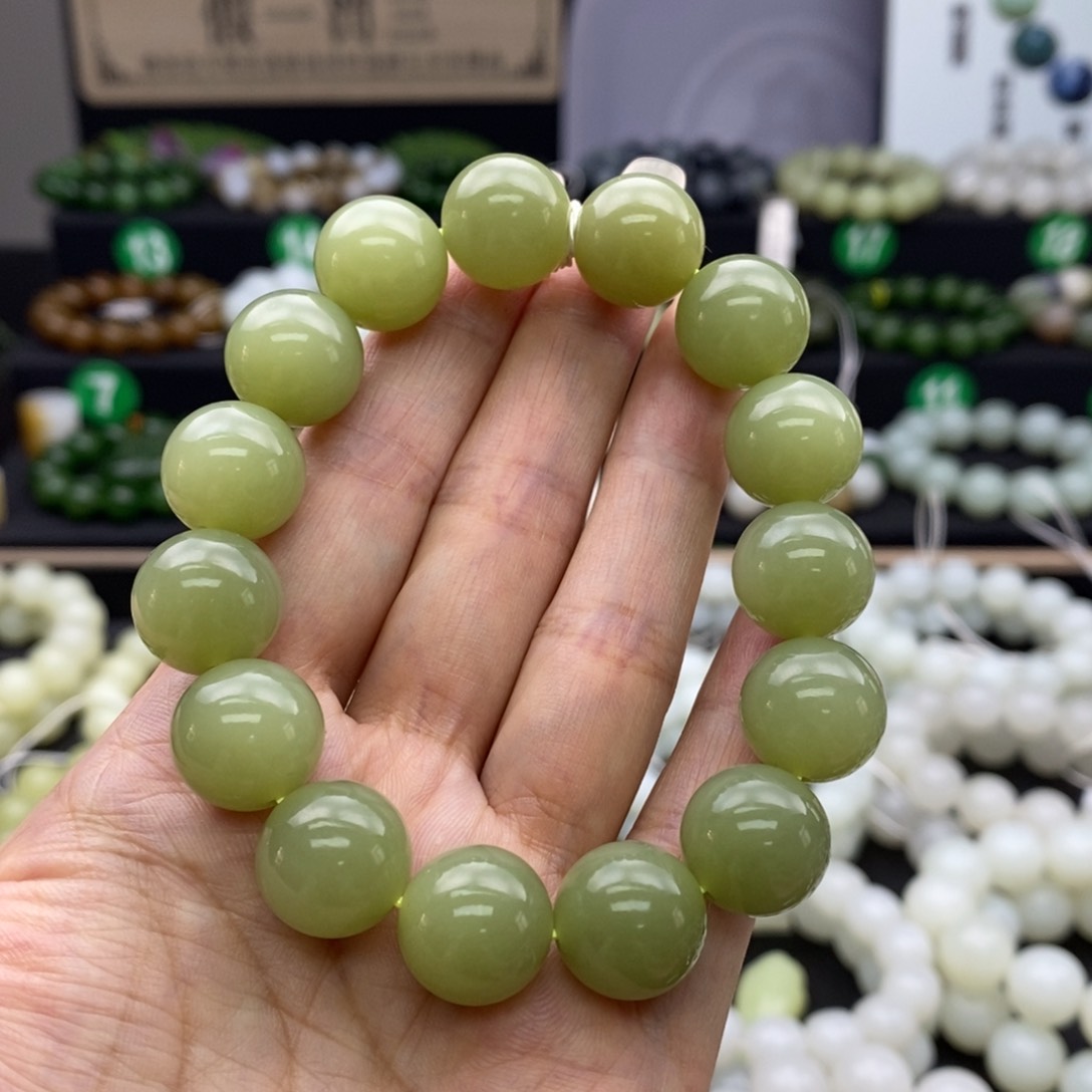 手链未镶嵌和田玉青黄口14m m