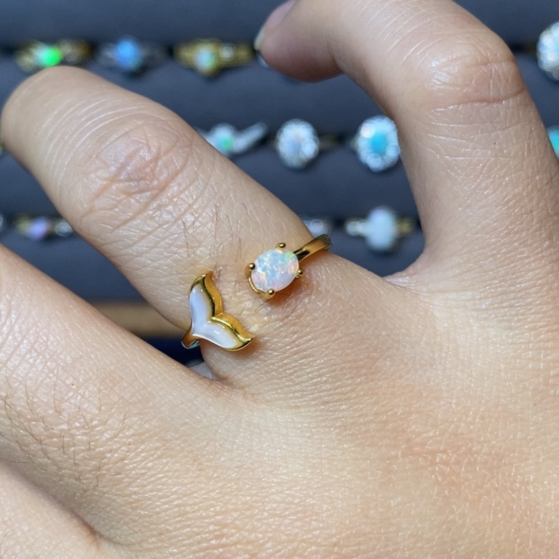 欧泊珠宝奇石银S925镶嵌戒指