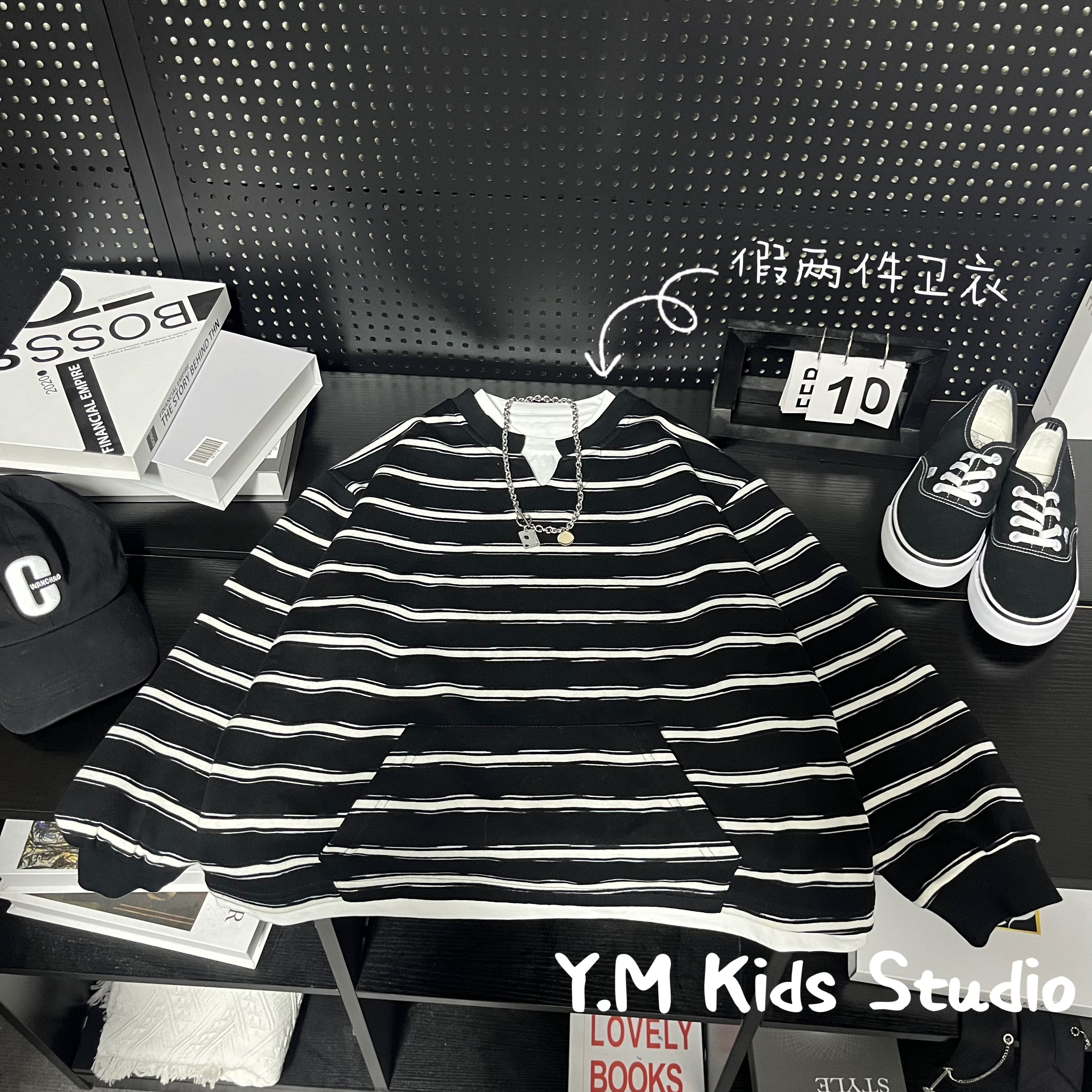 【Y.M KIDS】2025秋季新款男童假两件长袖卫衣中大童韩版长袖T恤