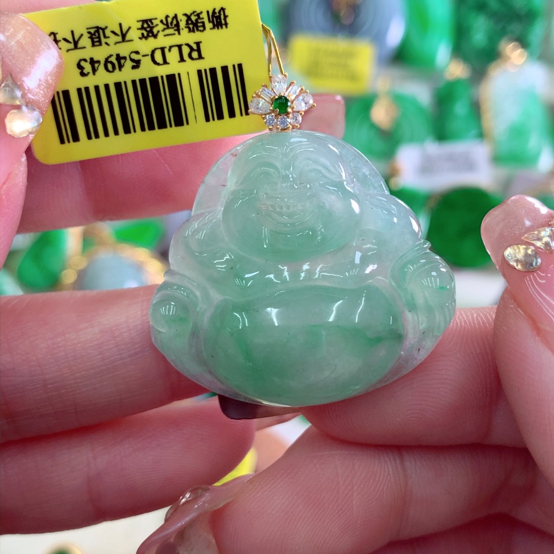 翡翠吊坠(不含链)18K金镶嵌