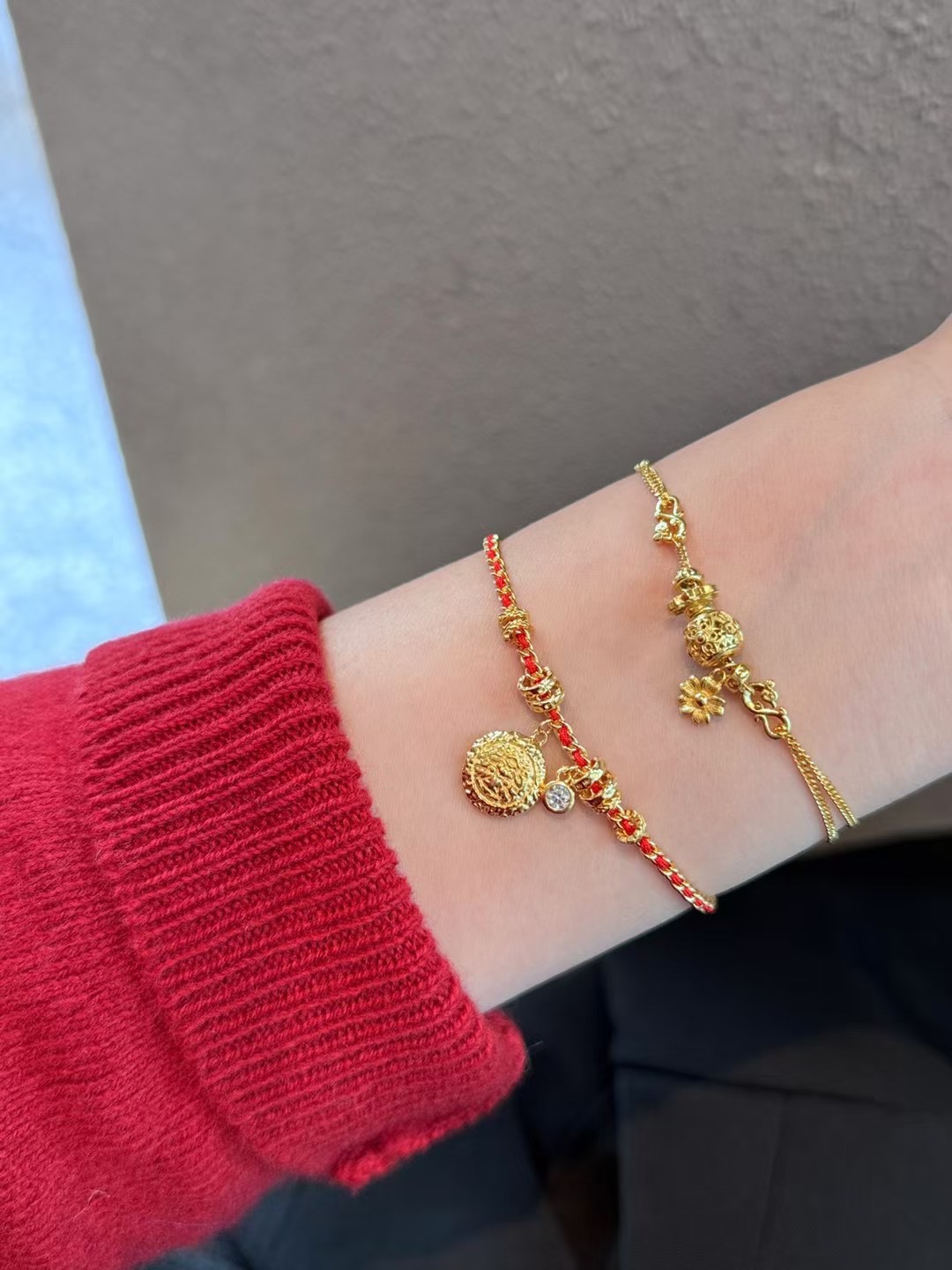 925银合成锆石手链 红绳手链本命年纯银