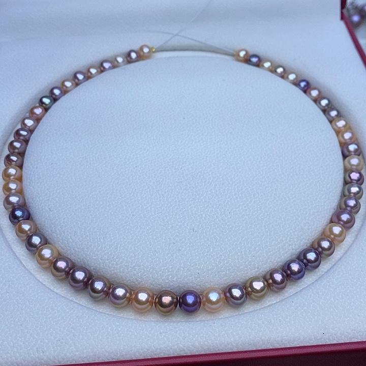 淡水珍珠项链未镶嵌金属混彩8