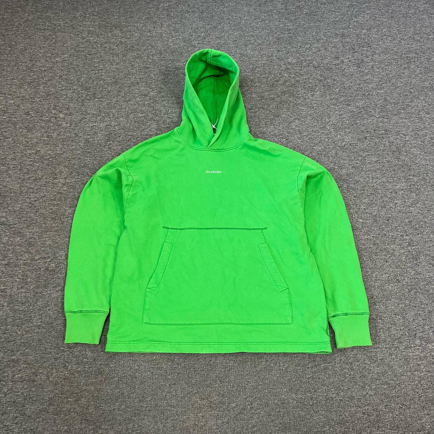 99新 AMIPARIS acne Studios 绿色 字母Logo 做旧 连帽卫衣 S码