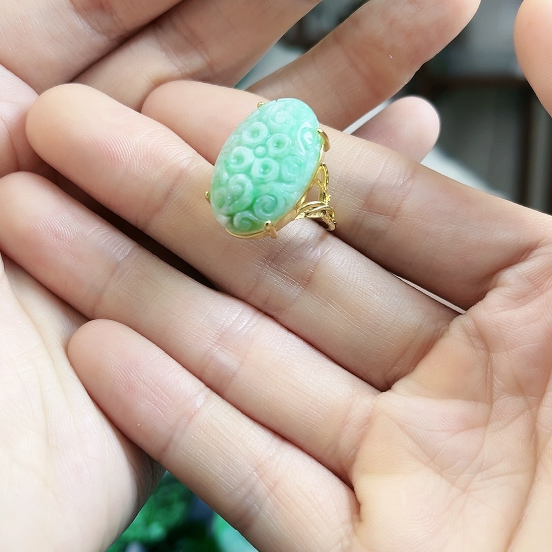 翡翠戒指银S925镶嵌戒指