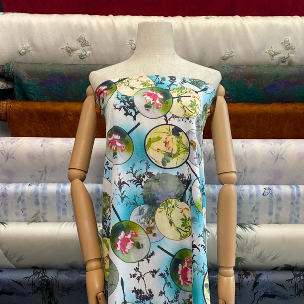 福利款仿真丝印花高端丝滑爆款旗袍裙子面料布料