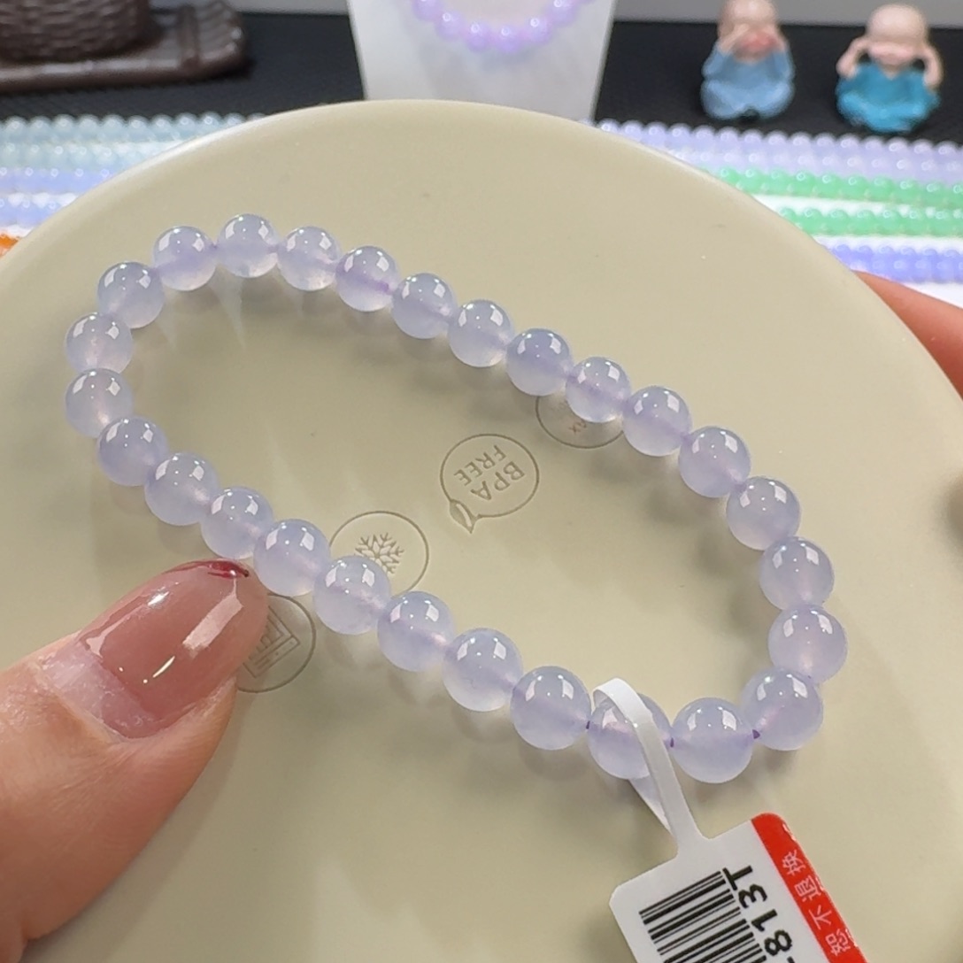 翡翠手链未镶嵌力推冰粉紫单圈6.6mm