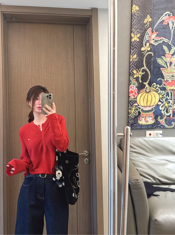 【NO退NO换】欧货新品【萤火织梦】羊毛v领头上衣hi950207