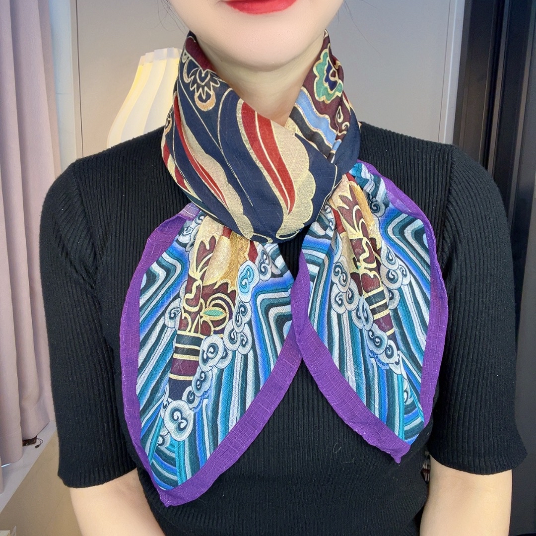 【丝路金莲)】110×110气质时尚百搭老钱风大方巾女士