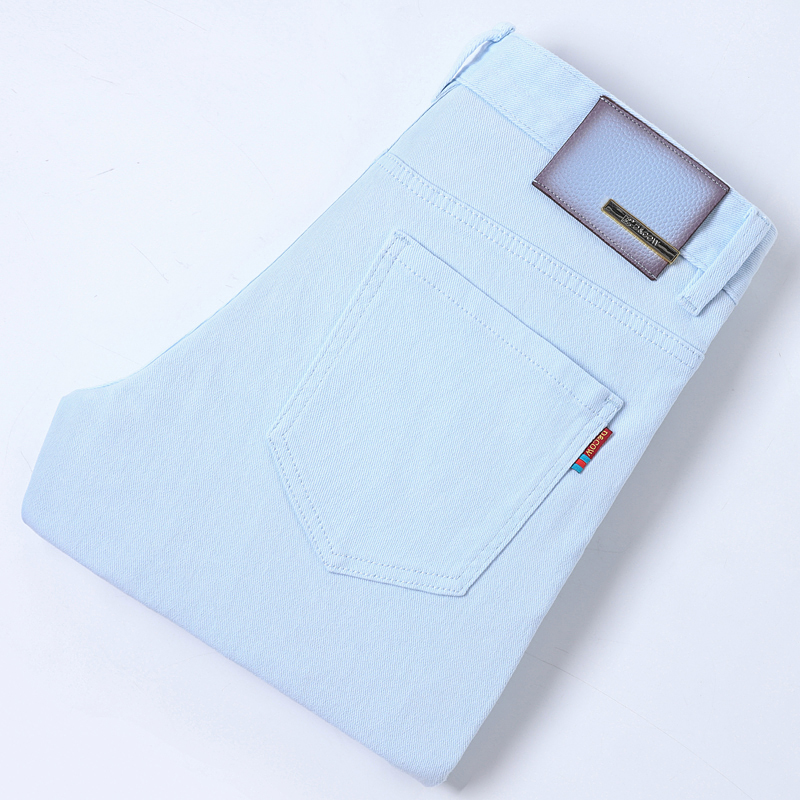 春秋明线长裤法式夏季秋季牛仔裤直筒休闲裤商务休闲弹力牛仔裤男