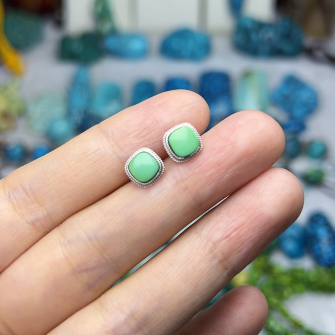 绿松石珠宝奇石银S925镶嵌