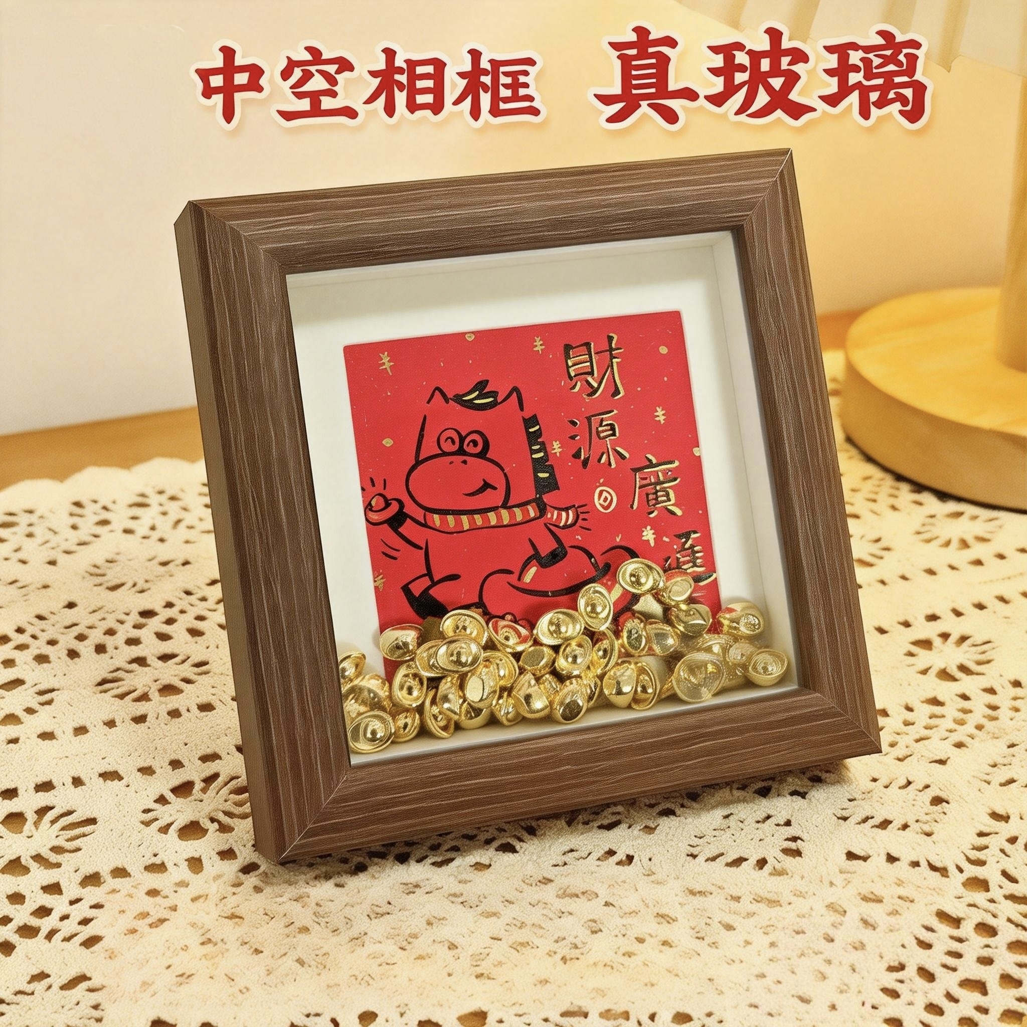 手绘玄关客厅桌面摆台卡通装饰画定制