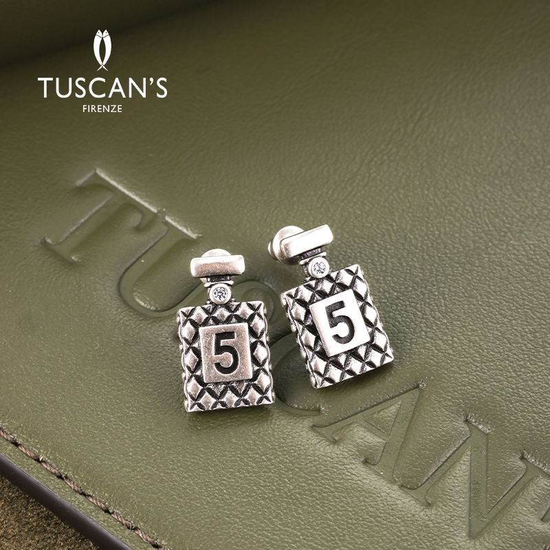 TUSCAN'S 铜合金耳饰 女士气质百搭香水瓶耳钉小众耳饰时代双鱼