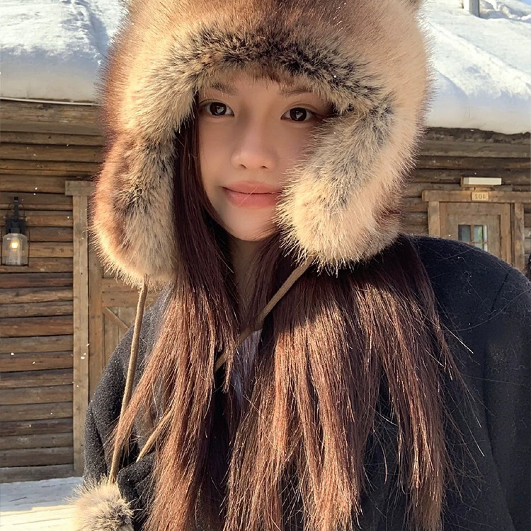 【4.5.6。儿童】可爱尾巴毛绒男女秋冬季加厚保暖防寒显脸小防寒帽