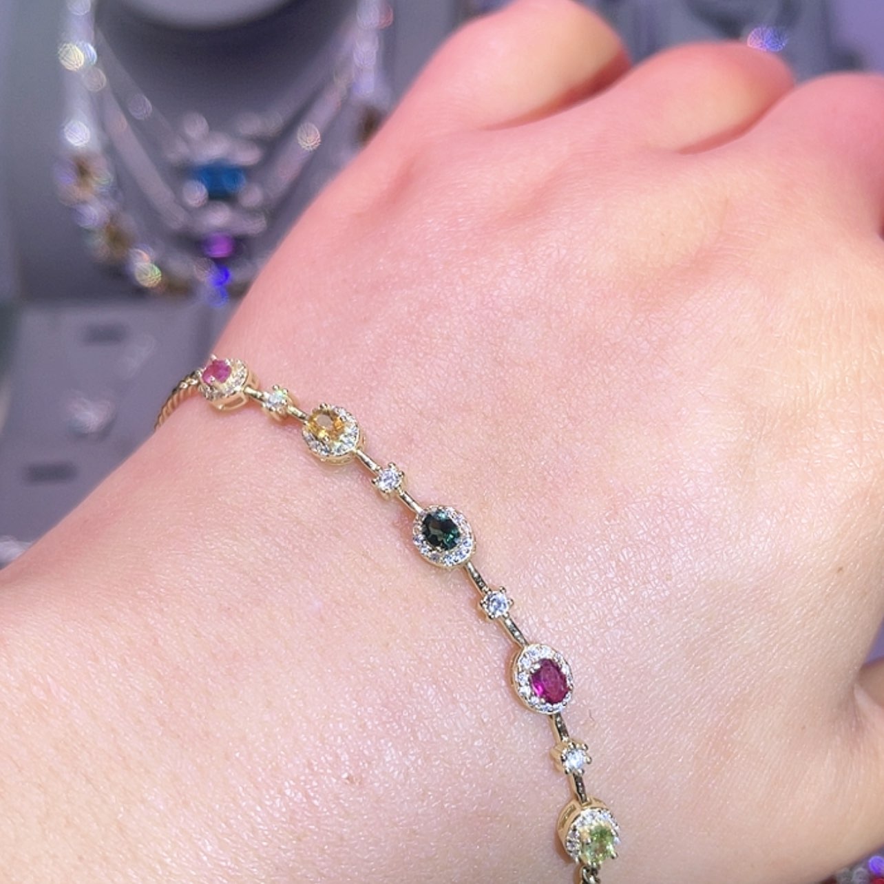 【闪购商品】碧玺手链银S925镶嵌手链