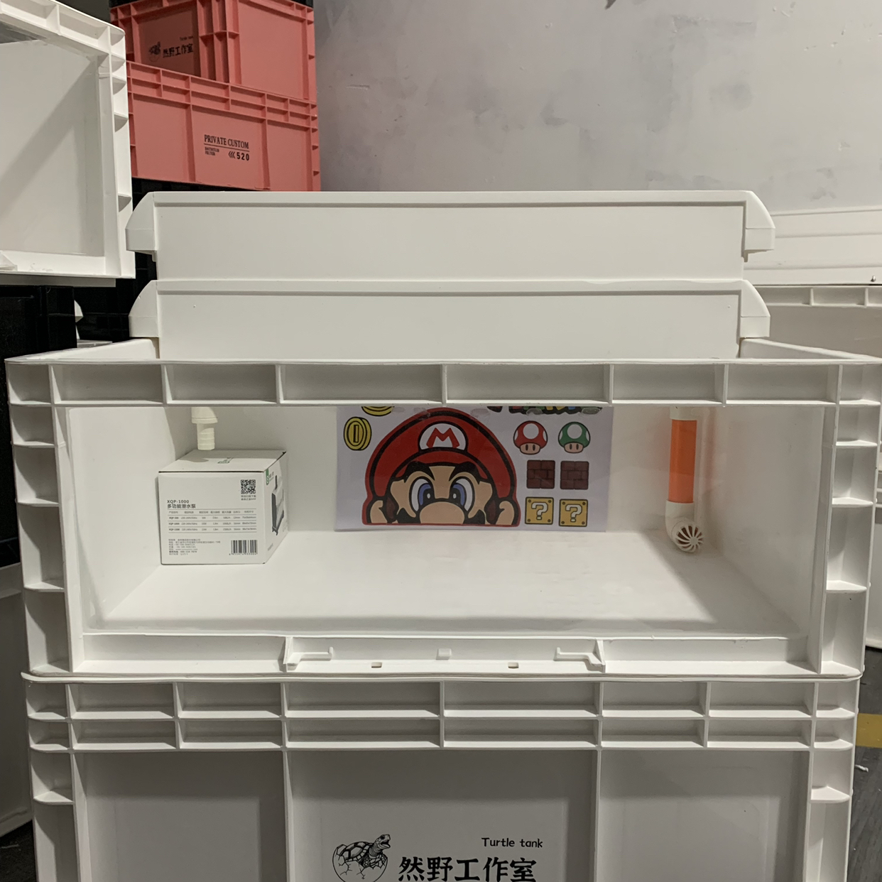 工业风可视周转箱家用乌龟缸超白玻璃带循环过滤透明可视干湿分离