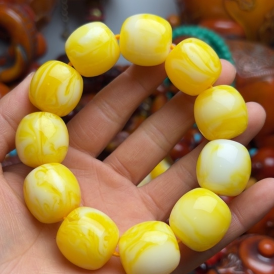 琥珀（花珀）手串未镶嵌蜜蜡