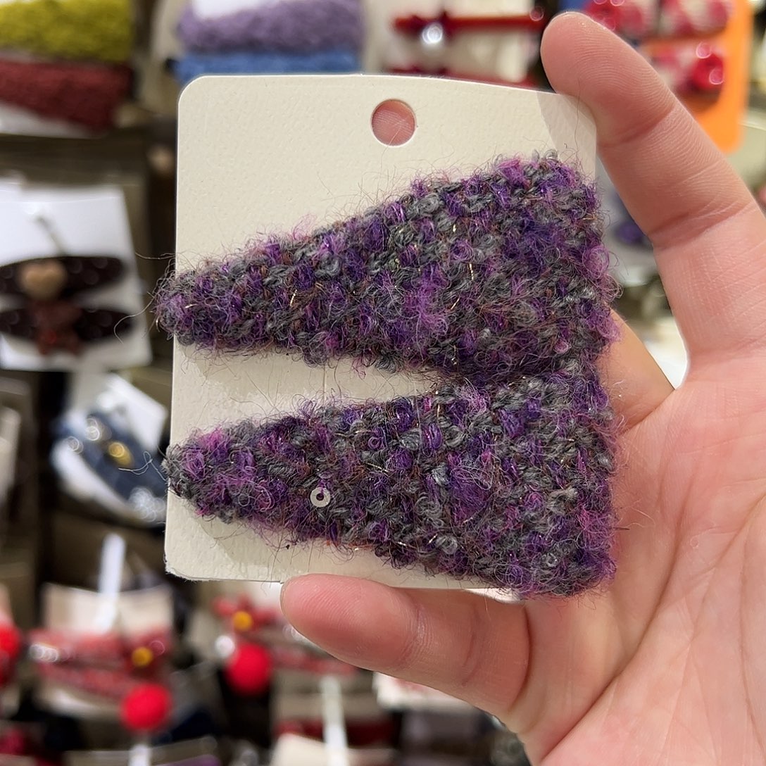 布艺非金属大三角紫色拜拜夹