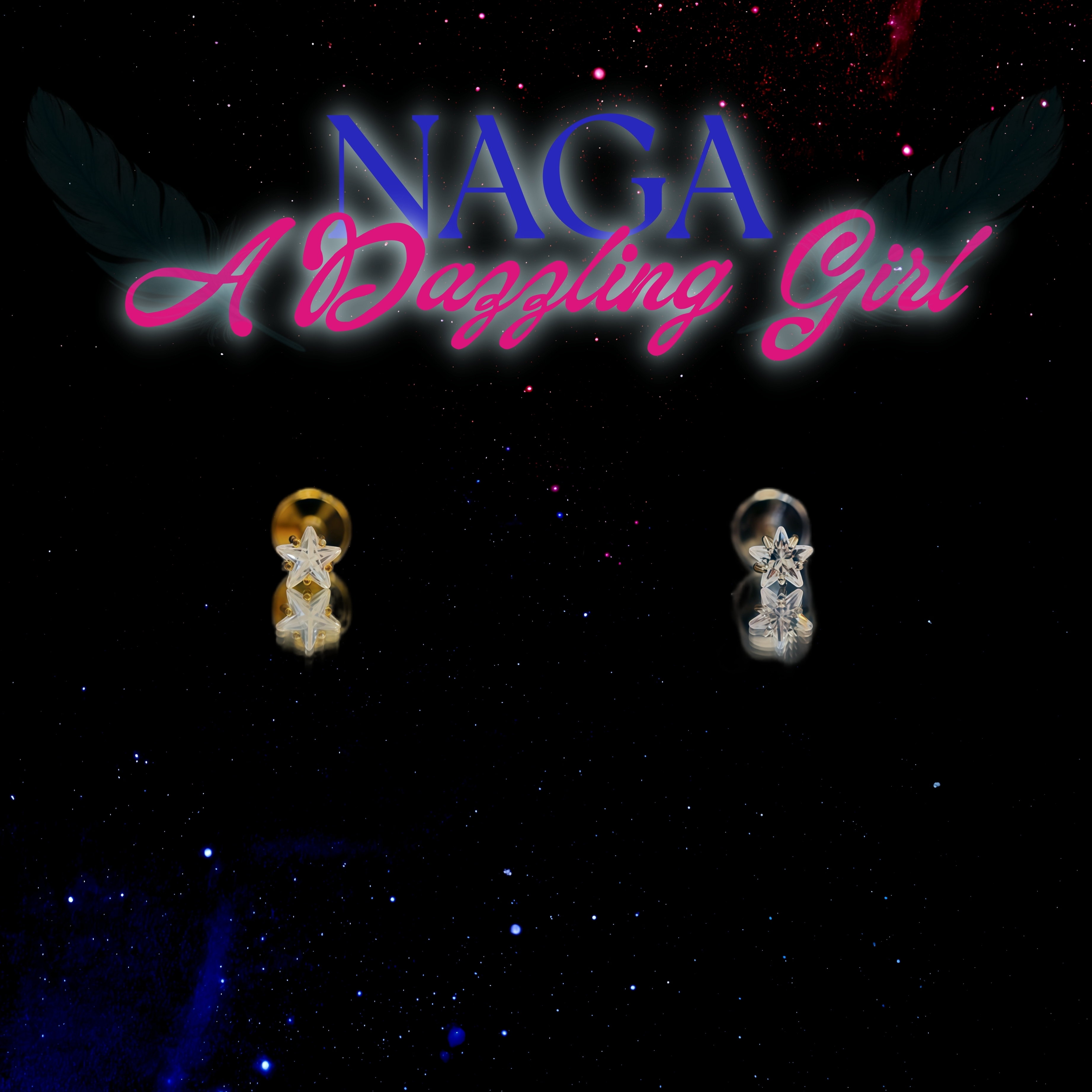 钛合金锆石耳饰 钛合金异型五角星锆石耳钉0.9牙防敏【锆石五角星】