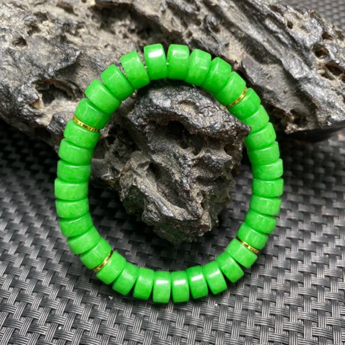 9mm绿帘药片精美手串-783