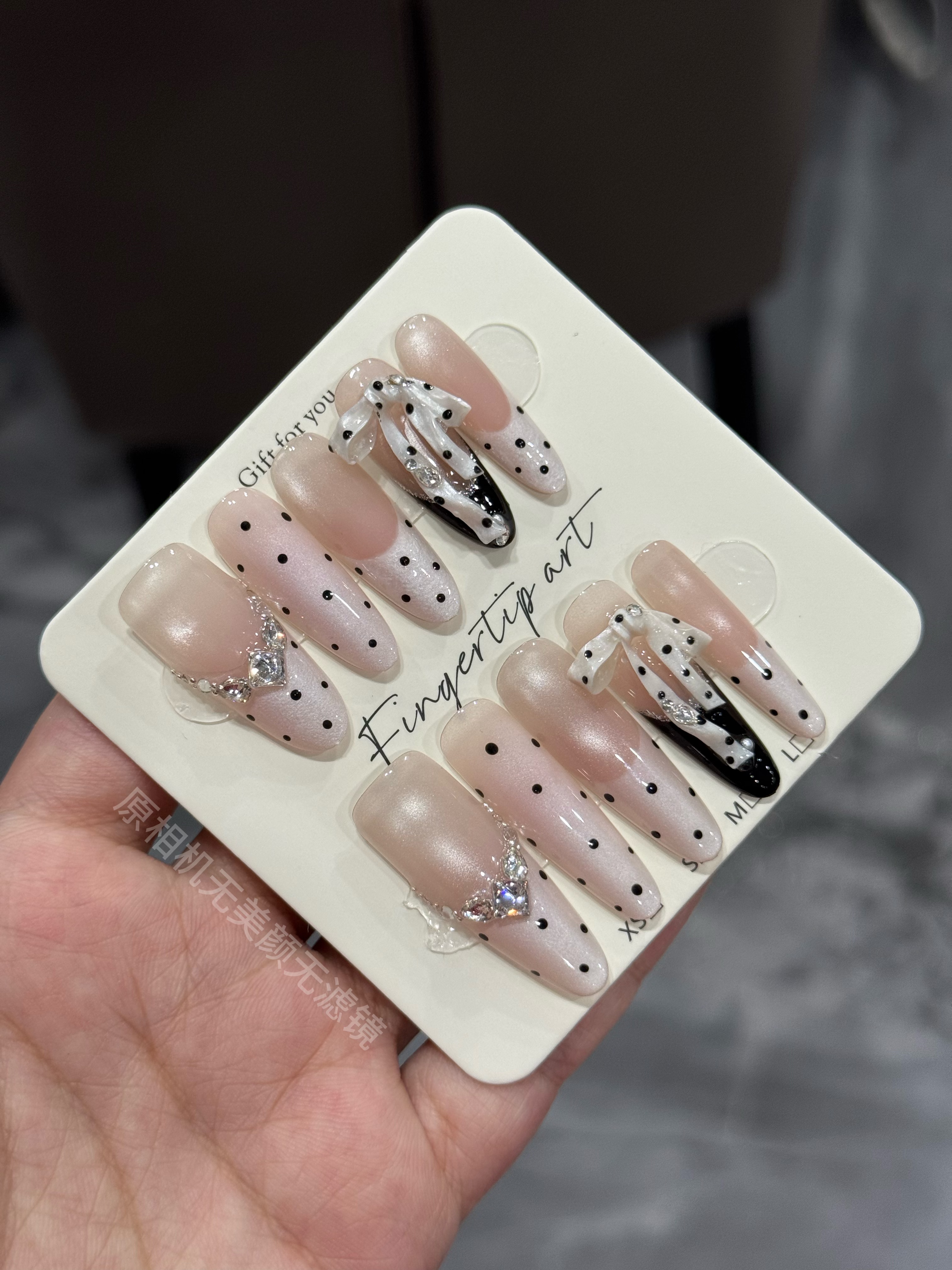 【波点蝴蝶结】丝带倒模 法式 猫眼LINBEI林北手工穿戴甲