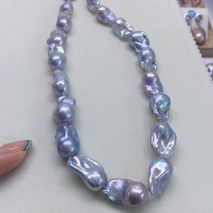 颈饰银S925镶嵌淡水珍珠丝**动