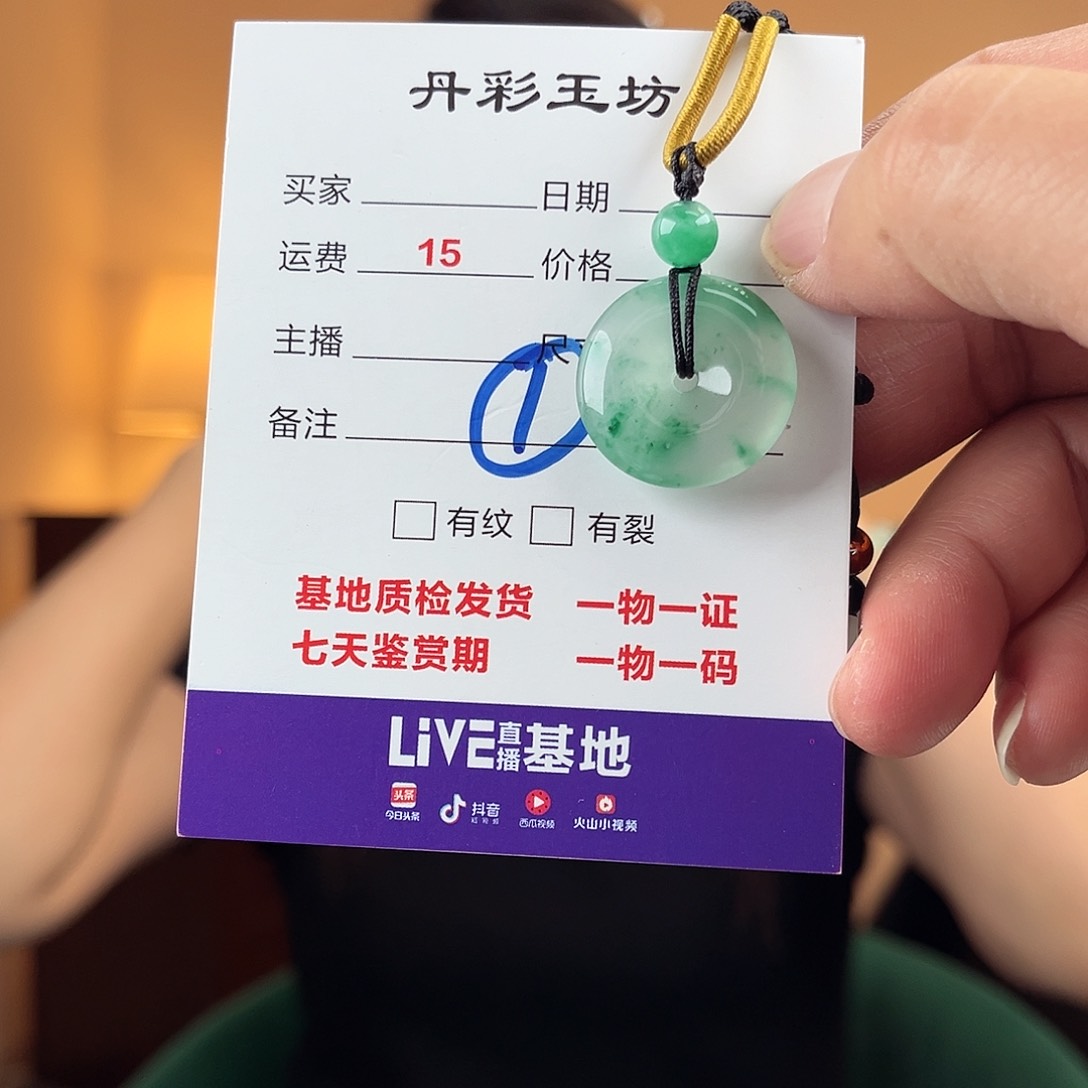 石英质玉（非洲翠）未镶嵌吊坠(赠链)平安扣