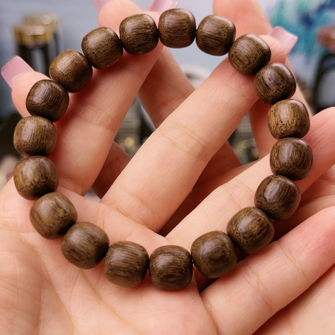 沉香手串富森红土沉玉化糖心窖藏留疤老料1.1桶珠
