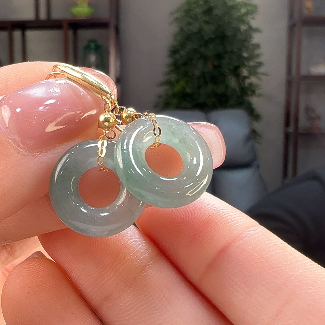 翡翠耳饰18K金镶嵌耳环47