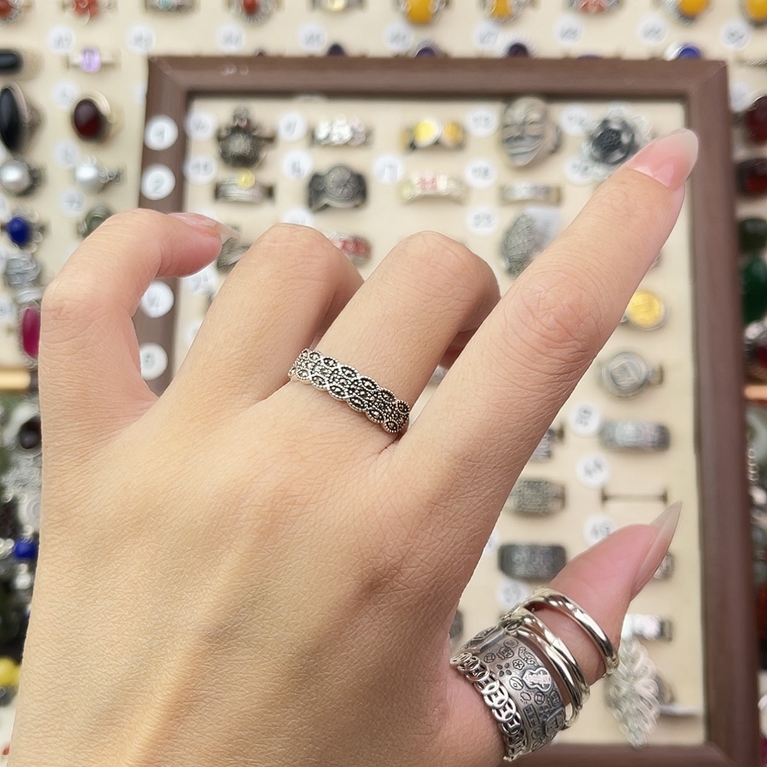 南红玛瑙银S925镶嵌戒指