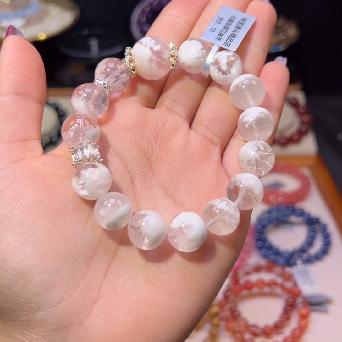 水晶手串合金瑶收藏级雪花幽灵13mm
